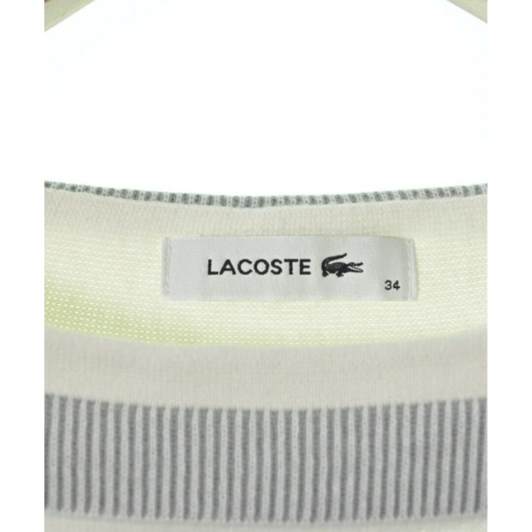 LACOSTE(ラコステ)のLACOSTE ラコステ ニット・セーター 34(XXS位) 白xグレー 【古着】【中古】 レディースのトップス(ニット/セーター)の商品写真