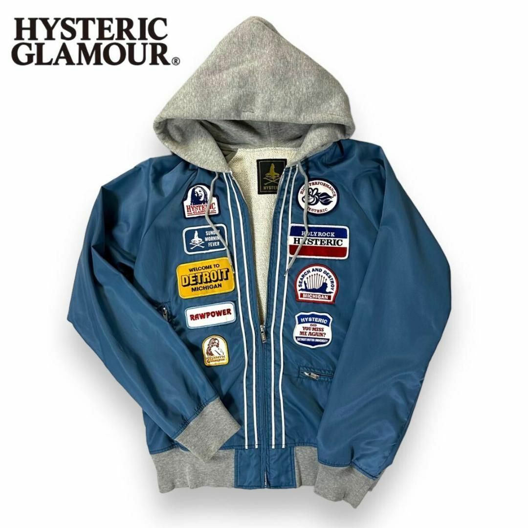 HYSTERIC GLAMOUR(ヒステリックグラマー)の【美品】ヒステリックグラマー ワッペン ナイロンジャケット パーカー Mサイズ メンズのトップス(パーカー)の商品写真