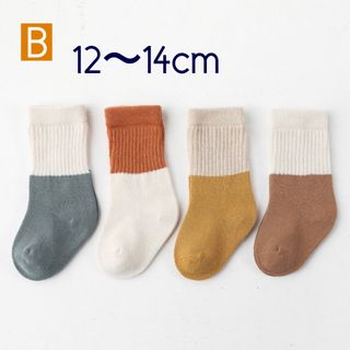 オレンジ 子ども 靴下 ソックス 12〜14cm 4足セット  北欧 キッズ(靴下/タイツ)