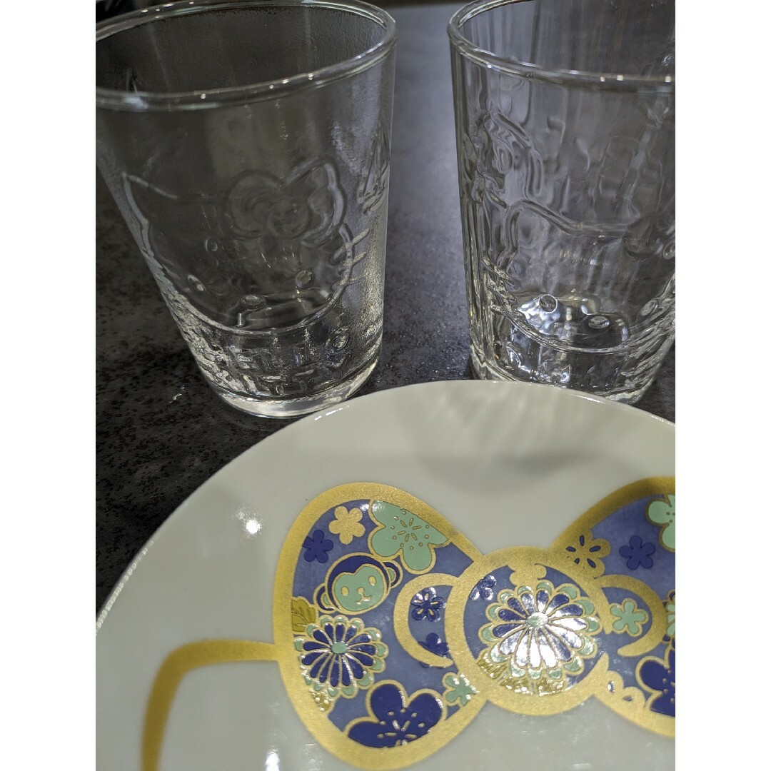 ハロー キティ グラス お皿 セット インテリア/住まい/日用品のキッチン/食器(グラス/カップ)の商品写真