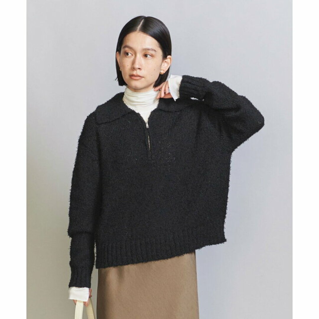 BEAUTY&YOUTH UNITED ARROWS(ビューティアンドユースユナイテッドアローズ)の【BLACK】ハーフジップ ニット プルオーバー レディースのトップス(ニット/セーター)の商品写真