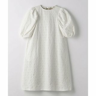 ユナイテッドアローズグリーンレーベルリラクシング(UNITED ARROWS green label relaxing)の【OFF WHITE】ジャカード パフカラー ワンピース(ホワイト)110cm-130cm(ワンピース)