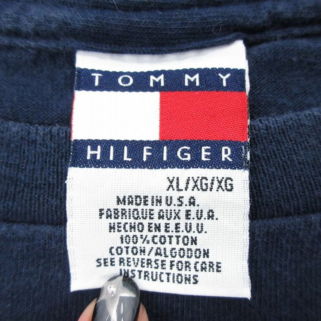 TOMMY HILFIGER(トミーヒルフィガー)の古着 トミーヒルフィガー TOMMY HILFIGER トミージーンズ 半袖 ブランド ビンテージ Tシャツ キッズ ボーイズ 子供服 90年代 90s コットン クルーネック USA製 紺 ネイビー 【spe】 23jun17 キッズ/ベビー/マタニティのベビー服(~85cm)(シャツ/カットソー)の商品写真