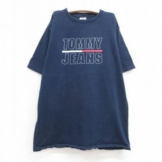 トミーヒルフィガー(TOMMY HILFIGER)の古着 トミーヒルフィガー TOMMY HILFIGER トミージーンズ 半袖 ブランド ビンテージ Tシャツ キッズ ボーイズ 子供服 90年代 90s コットン クルーネック USA製 紺 ネイビー 【spe】 23jun17(シャツ/カットソー)