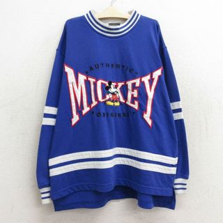 ディズニー(Disney)の古着 長袖 ビンテージ Tシャツ キッズ ボーイズ 子供服 90年代 90s ディズニー DISNEY ミッキー MICKEY MOUSE クルーネック 青 ブルー 【spe】 23jun19(シャツ/カットソー)