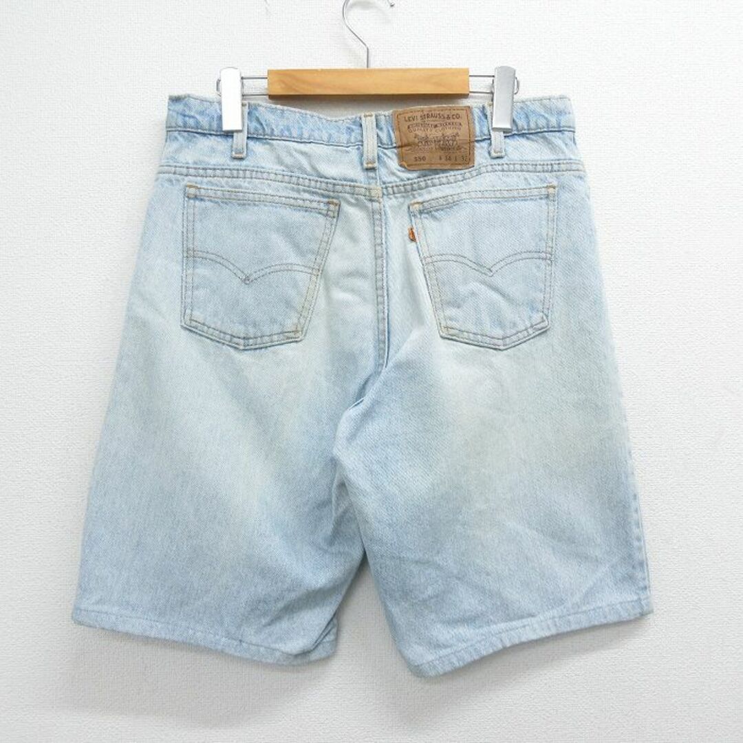 Levi's(リーバイス)のW31★古着 リーバイス Levis 550 ショート パンツ ショーツ メンズ 90年代 90s USA製 薄紺 ネイビー デニム 23jun12 中古 ボトムス 短パン ショーパン ハーフ メンズのパンツ(ワークパンツ/カーゴパンツ)の商品写真