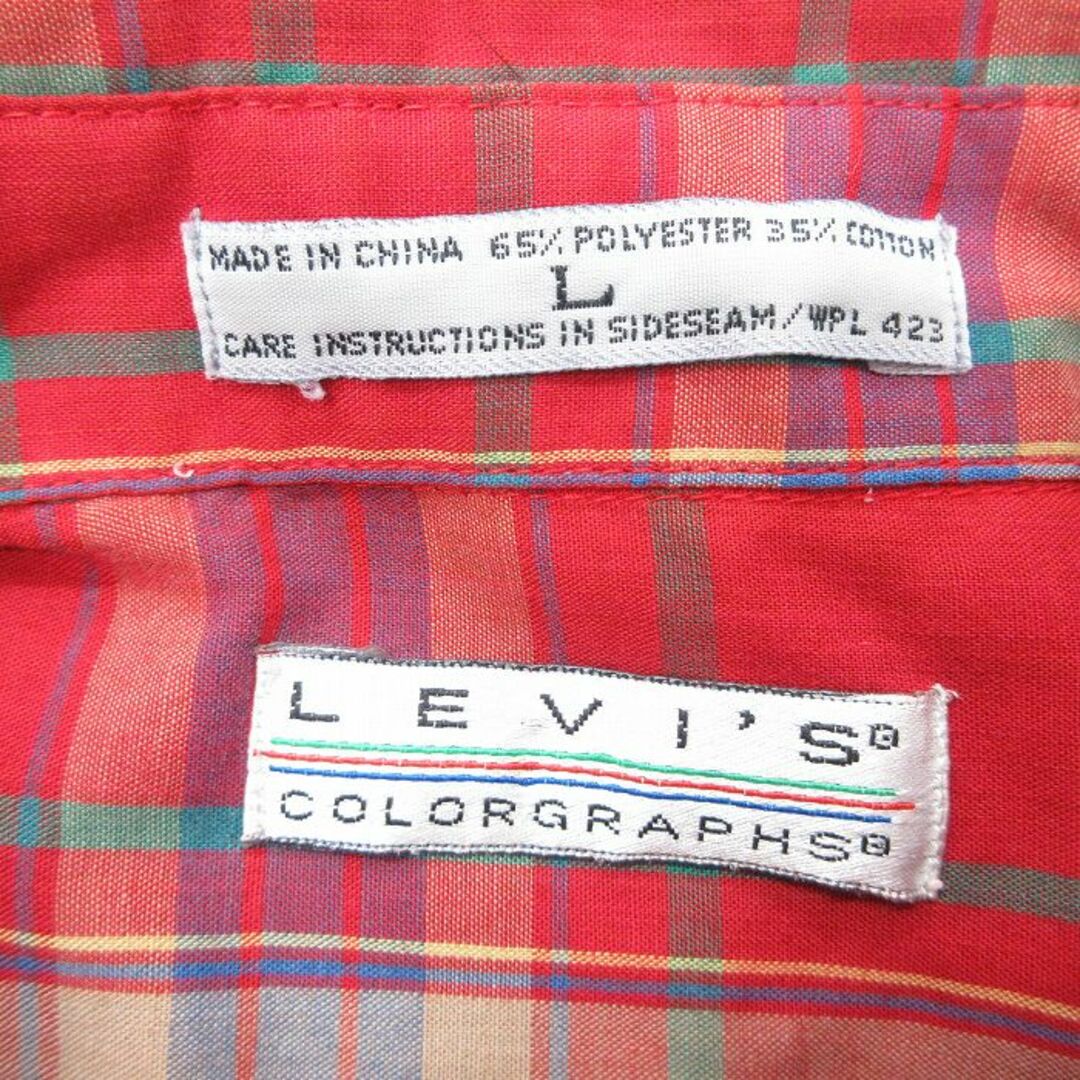 Levi's(リーバイス)のL★古着 リーバイス Levis 長袖 ブランド シャツ メンズ 90年代 90s ボタンダウン 赤他 レッド チェック 23jun17 中古 トップス メンズのトップス(シャツ)の商品写真