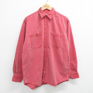 XL★古着 長袖 シャツ メンズ 90年代 90s マルボロ 大きいサイズ ことtン 薄赤 レッド 23jun12 中古 トップス(シャツ)