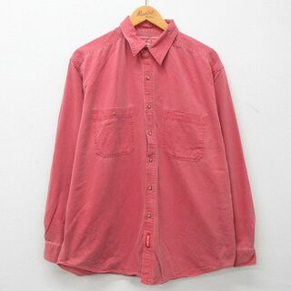 XL★古着 マルボロ 長袖 シャツ メンズ 90年代 90s 大きいサイズ 赤 レッド デニム 23jun14 中古 トップス(シャツ)