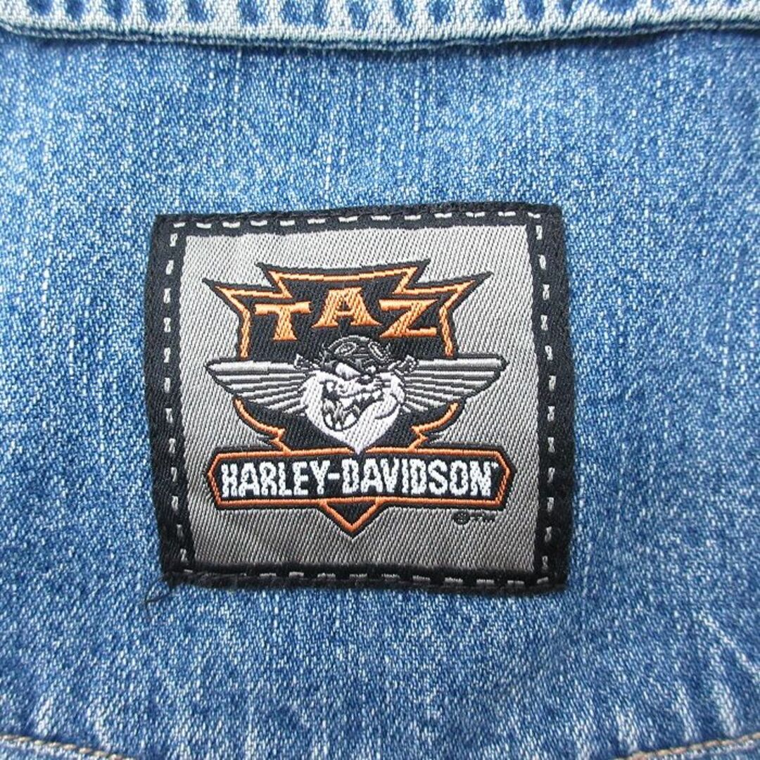 Harley Davidson(ハーレーダビッドソン)の【30%OFF】XL★古着 ハーレーダビッドソン Harley Davidson 長袖 シャツ メンズ 00年代 00s ビッグロゴ ルーニーテューンズ LOONEY TUNES タズ ワイリーコヨーテ ヨセミテサム 刺繍 ロング丈 コットン 紺 ネイビー デニム 【spe】 23jun16 中古 トップス メンズのトップス(シャツ)の商品写真