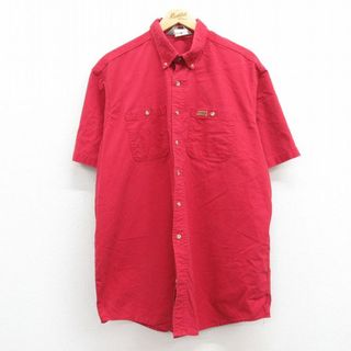 カーハートダブリューアイピー(Charhartt WIP)のXL★古着 カーハート Carhartt 半袖 シャツ メンズ 90年代 90s 大きいサイズ ロング丈 コットン ボタンダウン 赤 レッド 23jun13 中古 トップス(シャツ)