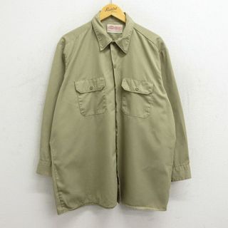 ディッキーズ(Dickies)のXL★古着 ディッキーズ Dickies 長袖 ワーク シャツ メンズ 90年代 90s 大きいサイズ USA製 ベージュ カーキ 23jun19 中古 トップス(シャツ)