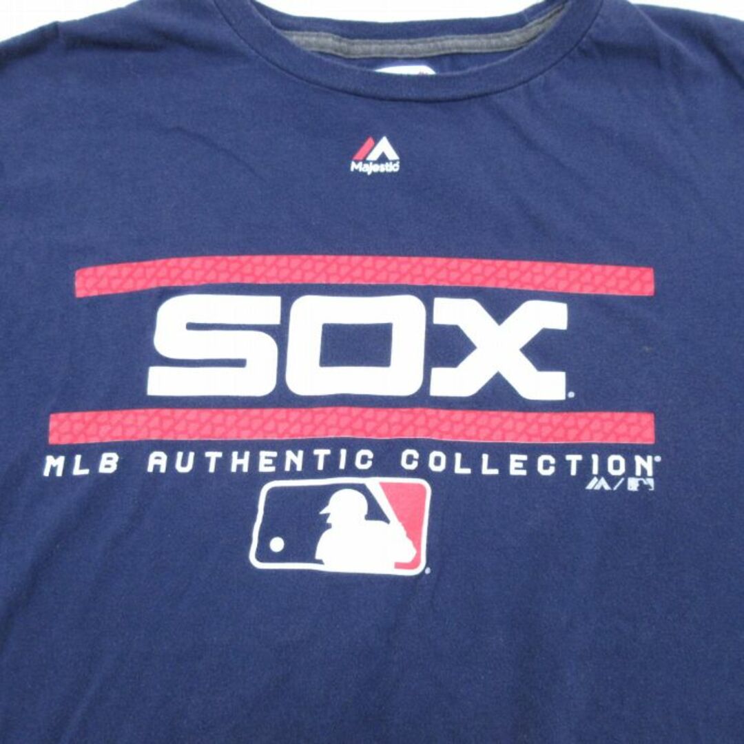 Majestic(マジェスティック)のXL★古着 マジェスティック 半袖 Tシャツ メンズ MLB シカゴホワイトソックス コットン クルーネック 紺 ネイビー メジャーリーグ ベースボール 野球 23jun13 中古 メンズのトップス(Tシャツ/カットソー(半袖/袖なし))の商品写真