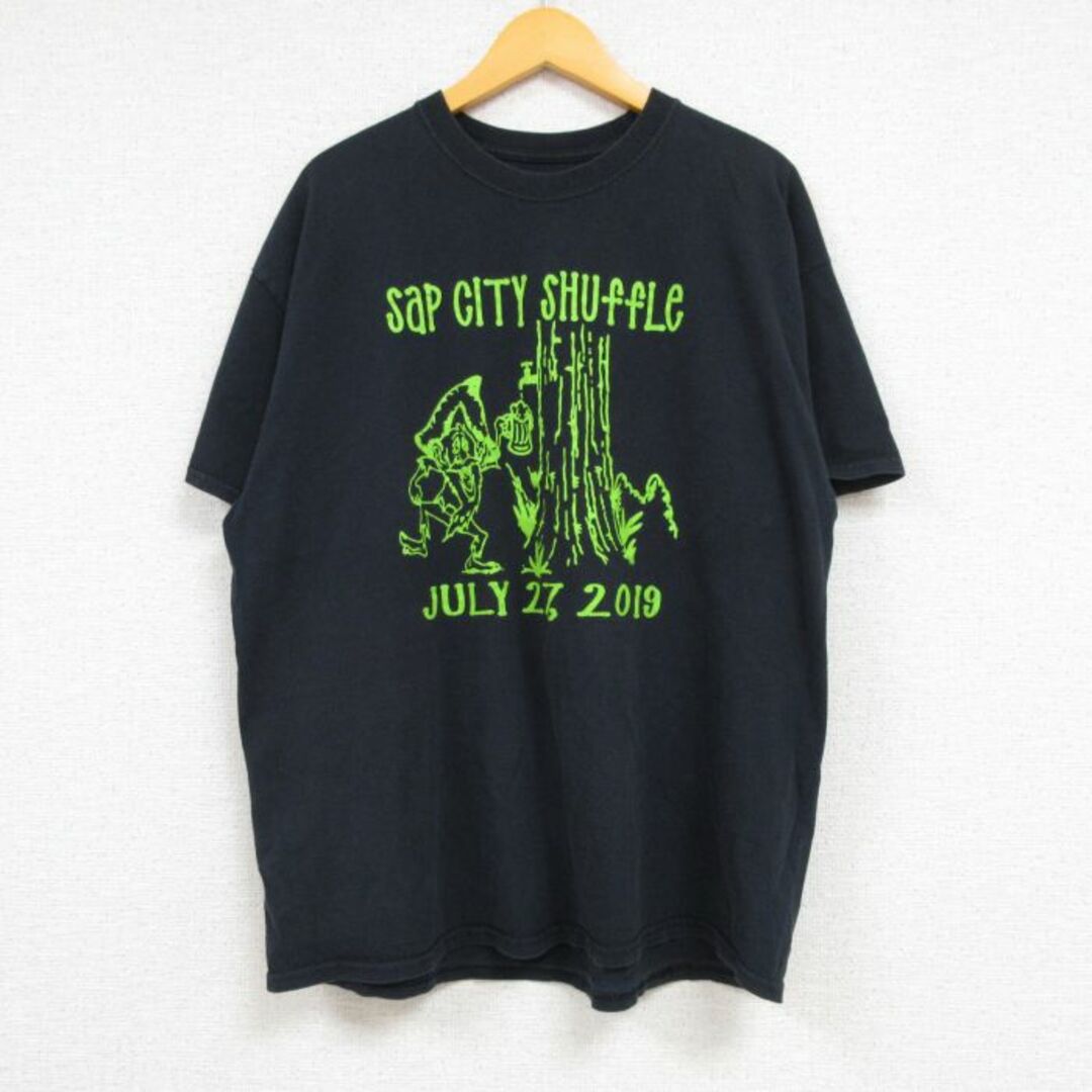 XL★古着 半袖 Tシャツ メンズ 木 スポンサー クルーネック 黒 ブラック 23jun19 中古 メンズのトップス(Tシャツ/カットソー(半袖/袖なし))の商品写真