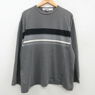 ノーティカ(NAUTICA)のXL★古着 ノーティカ NAUTICA 長袖 ブランド Tシャツ メンズ ワンポイントロゴ 大きいサイズ コットン クルーネック グレー 霜降り他 23jun16 中古(Tシャツ/カットソー(半袖/袖なし))