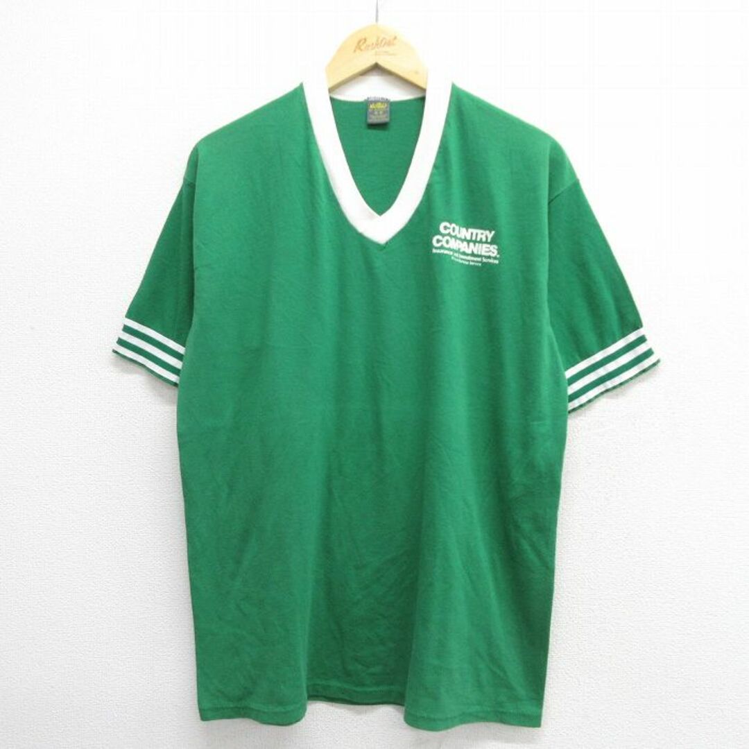 L★古着 半袖 ビンテージ Tシャツ メンズ 80年代 80s カントリー Vネック USA製 緑 グリーン 23jun19 中古 メンズのトップス(Tシャツ/カットソー(半袖/袖なし))の商品写真