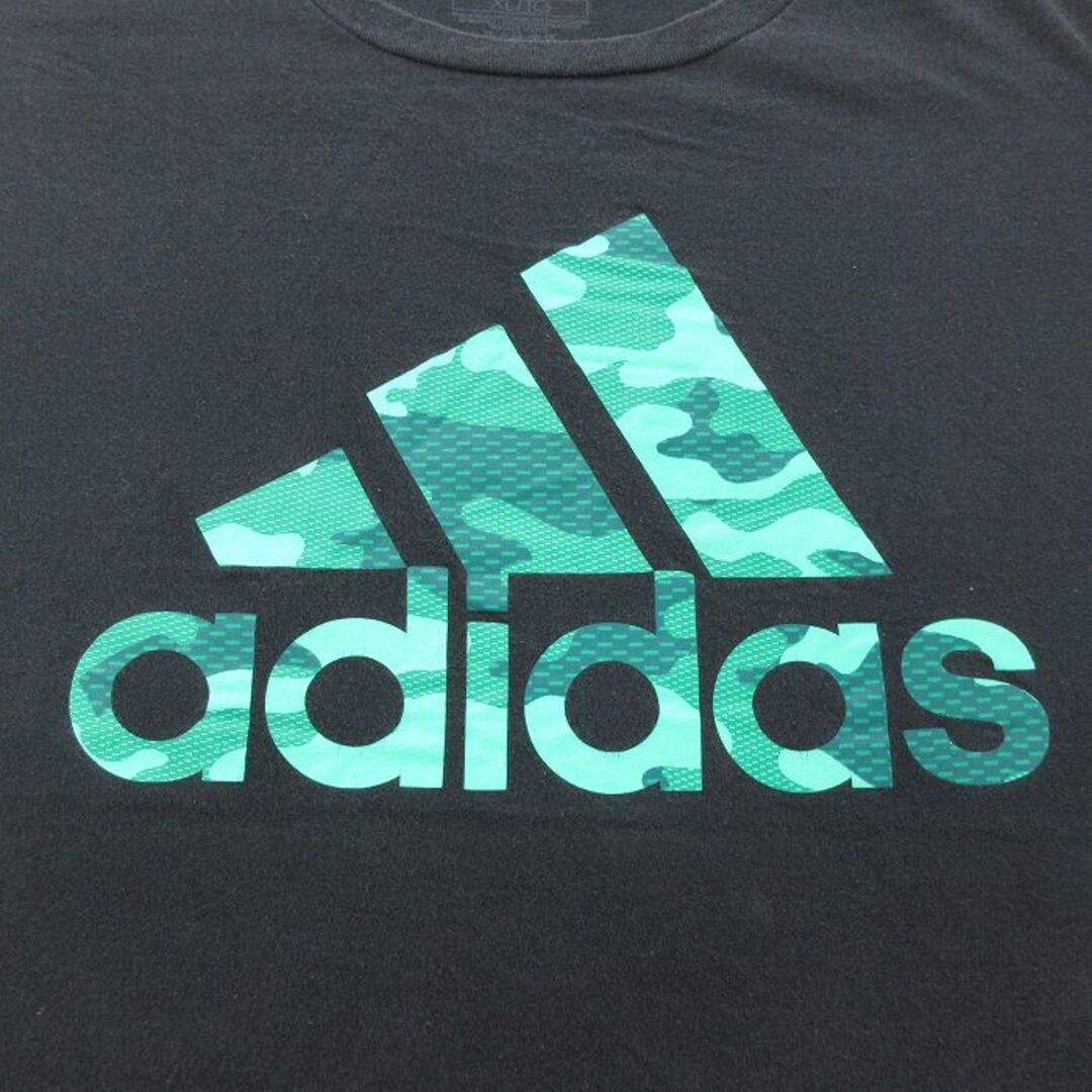 adidas(アディダス)のXL★古着 アディダス adidas 半袖 ブランド Tシャツ メンズ ビッグロゴ 大きいサイズ コットン クルーネック 黒 ブラック 23jun12 中古 メンズのトップス(Tシャツ/カットソー(半袖/袖なし))の商品写真