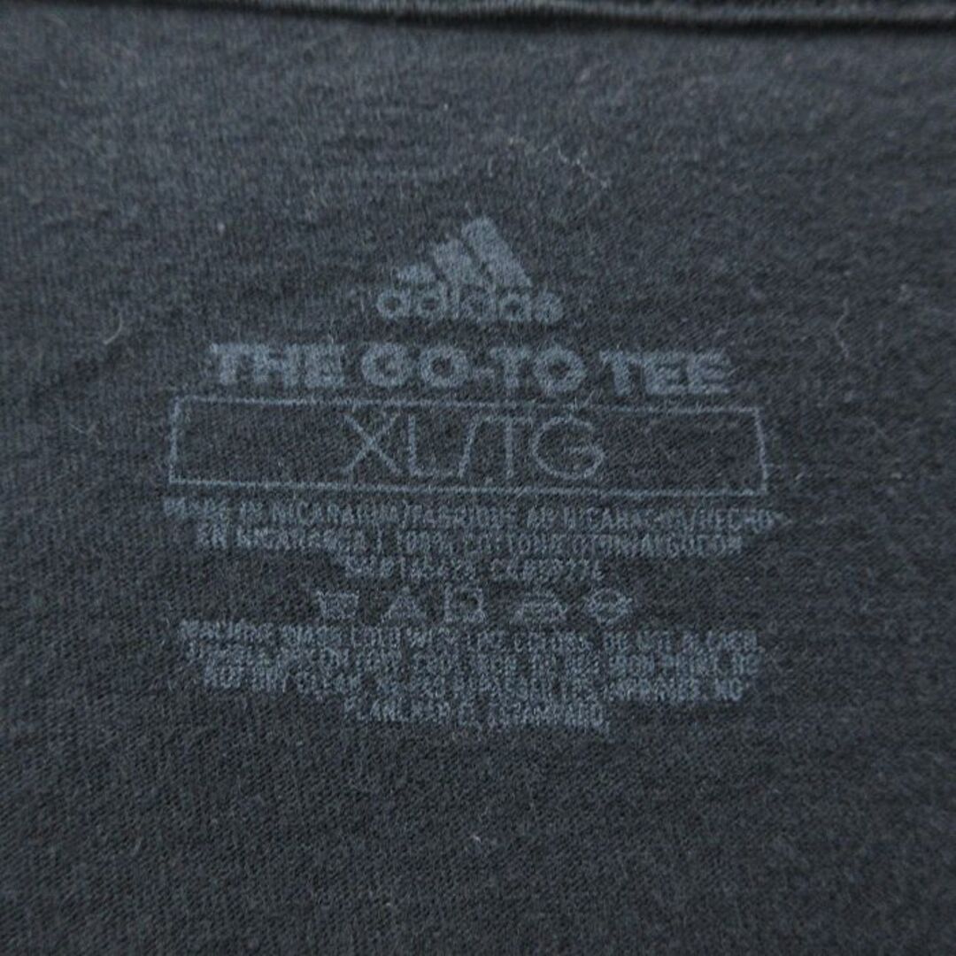 adidas(アディダス)のXL★古着 アディダス adidas 半袖 ブランド Tシャツ メンズ ビッグロゴ 大きいサイズ コットン クルーネック 黒 ブラック 23jun12 中古 メンズのトップス(Tシャツ/カットソー(半袖/袖なし))の商品写真