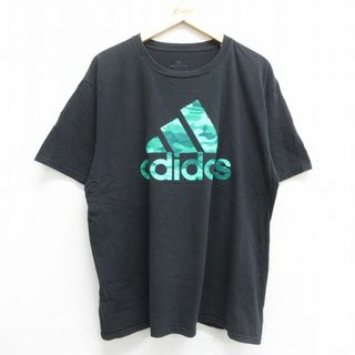 アディダス(adidas)のXL★古着 アディダス adidas 半袖 ブランド Tシャツ メンズ ビッグロゴ 大きいサイズ コットン クルーネック 黒 ブラック 23jun12 中古(Tシャツ/カットソー(半袖/袖なし))