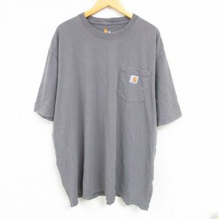 カーハートダブリューアイピー(Charhartt WIP)のXL★古着 カーハート Carhartt 半袖 ブランド Tシャツ メンズ 胸ポケット付き 大きいサイズ コットン クルーネック グレー 23jun12 中古(Tシャツ/カットソー(半袖/袖なし))