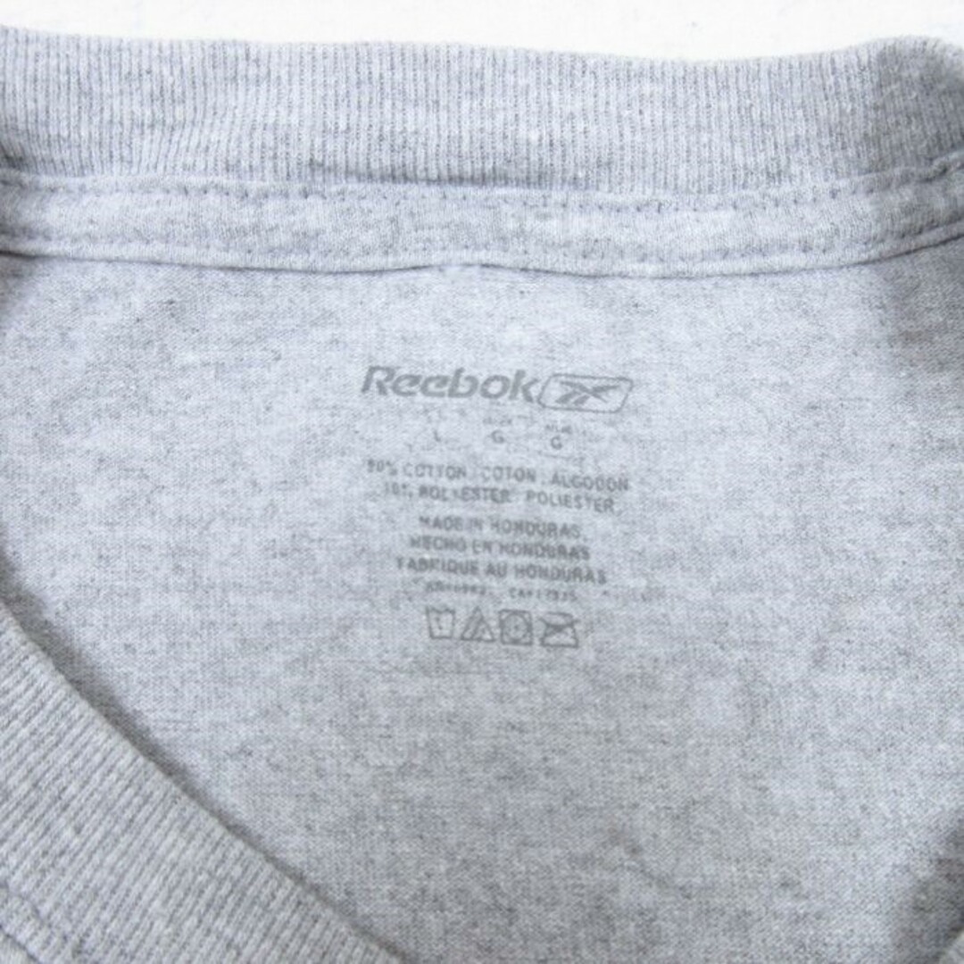 Reebok(リーボック)のL★古着 リーボック REEBOK 半袖 ブランド Tシャツ メンズ PAPI ROCKS クルーネック グレー 霜降り 23jun12 中古 メンズのトップス(Tシャツ/カットソー(半袖/袖なし))の商品写真