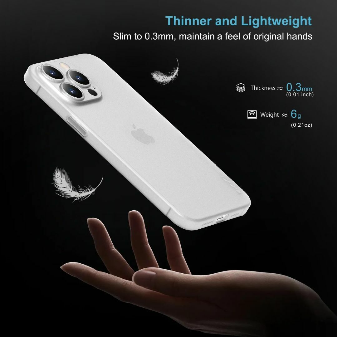【色: Trans-White】「0.3㎜極薄」iPhone 15 Pro対応ケ スマホ/家電/カメラのスマホアクセサリー(その他)の商品写真