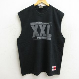 ウィルソン(wilson)のXL★古着 ウィルソン ノースリーブ ビンテージ Tシャツ メンズ 00年代 00s ビッグロゴ 大きいサイズ コットン クルーネック 黒 ブラック 23jun14 中古(タンクトップ)