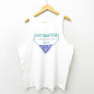 XL★古着 ビンテージ タンクトップ メンズ 90年代 90s トライアスロン コットン USA製 白 ホワイト 23jun16 中古(タンクトップ)