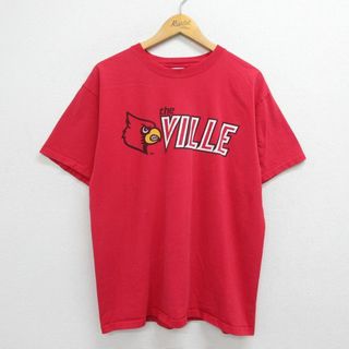 XL★古着 半袖 ビンテージ Tシャツ メンズ 00年代 00s ルイビルカージナルス コットン クルーネック 赤 レッド 23jun12 中古(Tシャツ/カットソー(半袖/袖なし))