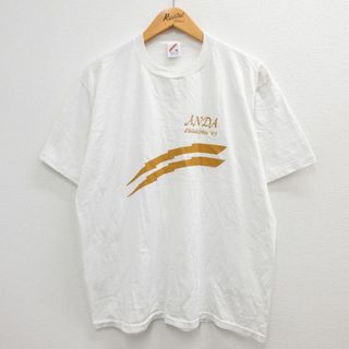 フィラ(FILA)のXL★古着 半袖 ビンテージ Tシャツ メンズ 90年代 90s ANDA フィラデルフィア クルーネック USA製 白 ホワイト 23jun12 中古(Tシャツ/カットソー(半袖/袖なし))