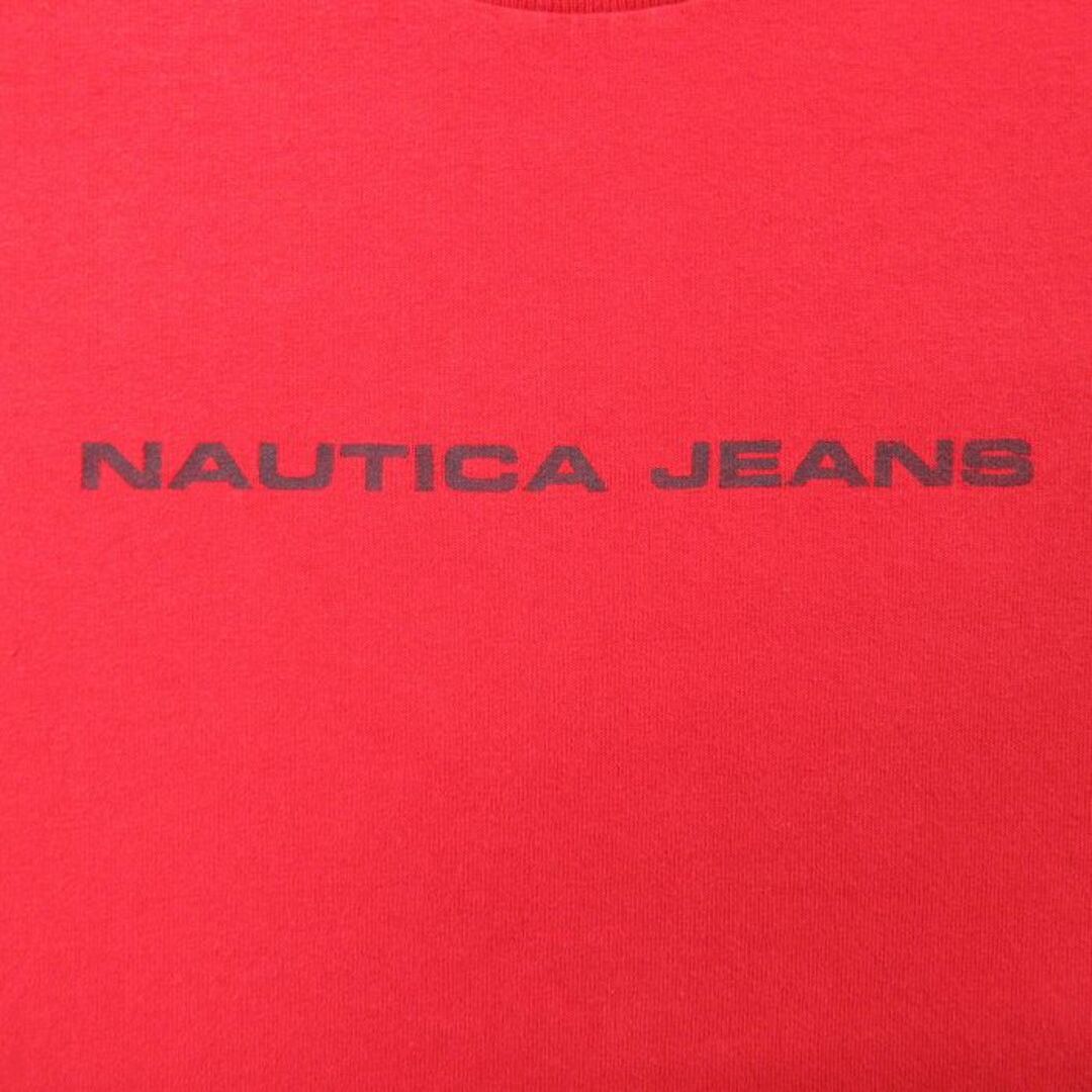 NAUTICA(ノーティカ)のXL★古着 ノーティカ NAUTICA ブランド 半袖 ビンテージ Tシャツ メンズ 90年代 90s ビッグロゴ 大きいサイズ コットン クルーネック USA製 赤 レッド 23jun12 中古 メンズのトップス(Tシャツ/カットソー(半袖/袖なし))の商品写真