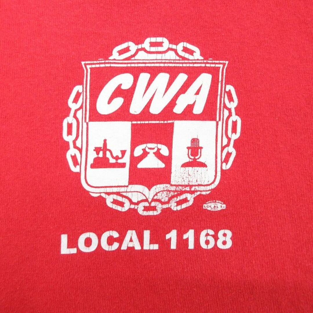 L★古着 半袖 ビンテージ Tシャツ メンズ 90年代 90s CWA ヘルスケア コットン クルーネック USA製 赤 レッド 23jun12 中古 メンズのトップス(Tシャツ/カットソー(半袖/袖なし))の商品写真