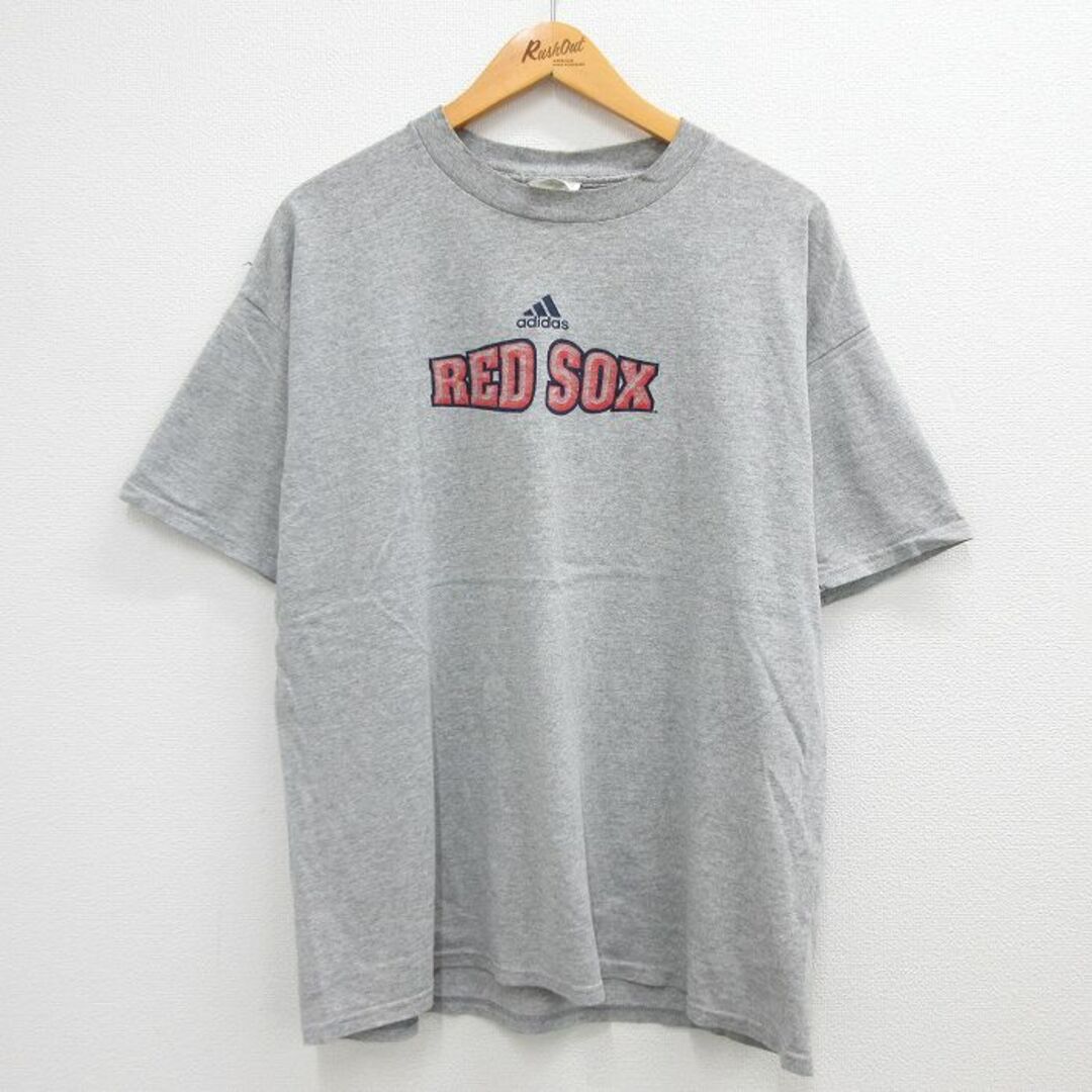 adidas(アディダス)のXL★古着 アディダス adidas 半袖 ビンテージ Tシャツ メンズ 00年代 00s MLB ボストンレッドソックス ワンポイントロゴ クルーネック グレー 霜降り メジャーリーグ ベースボール 野球 23jun13 中古 メンズのトップス(Tシャツ/カットソー(半袖/袖なし))の商品写真