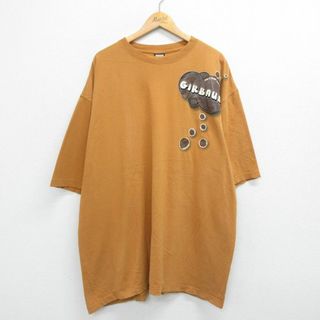 マリテフランソワジルボー(MARITHE + FRANCOIS GIRBAUD)のXL★古着 マリテフランソワジルボー 半袖 ビンテージ Tシャツ メンズ 00年代 00s 大きいサイズ ロング丈 コットン クルーネック 茶 ブラウン 23jun13 中古(Tシャツ/カットソー(半袖/袖なし))