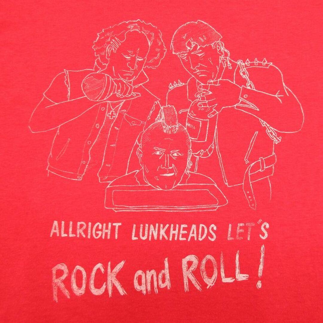 M★古着 半袖 ビンテージ Tシャツ メンズ 90年代 90s ROCK and ROLL 男性 クルーネック USA製 赤 レッド 【spe】 23jun14 中古 メンズのトップス(Tシャツ/カットソー(半袖/袖なし))の商品写真