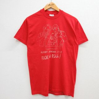 M★古着 半袖 ビンテージ Tシャツ メンズ 90年代 90s ROCK and ROLL 男性 クルーネック USA製 赤 レッド 【spe】 23jun14 中古(Tシャツ/カットソー(半袖/袖なし))