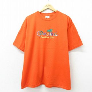 XL★古着 半袖 ビンテージ Tシャツ メンズ 00年代 00s コスメル 刺繍 大きいサイズ コットン クルーネック オレンジ 23jun15 中古(Tシャツ/カットソー(半袖/袖なし))