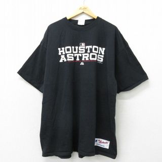 マジェスティック(Majestic)のXL★古着 マジェスティック 半袖 ビンテージ Tシャツ メンズ 00年代 00s MLB ヒューストンアストロズ 大きいサイズ コットン クルーネック 黒 ブラック メジャーリーグ ベースボール 野球 23jun15 中古(Tシャツ/カットソー(半袖/袖なし))