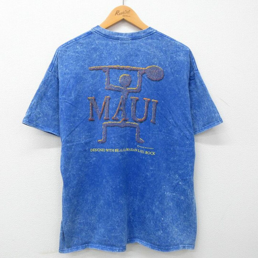 XL★古着 半袖 ビンテージ Tシャツ メンズ 00年代 00s LAVA BLUES マウイ コットン クルーネック 青他 ブルー 23jun15 中古 メンズのトップス(Tシャツ/カットソー(半袖/袖なし))の商品写真