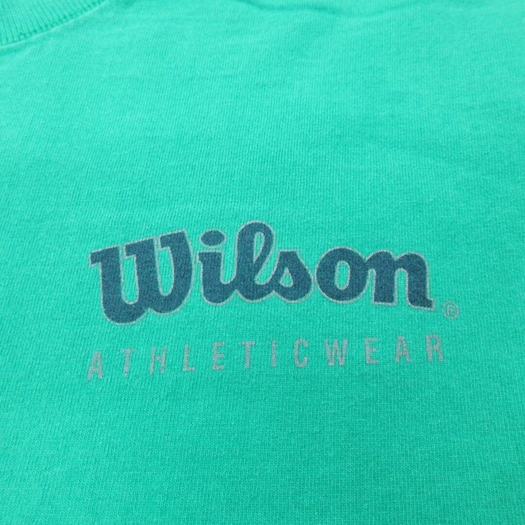 wilson(ウィルソン)のL★古着 ウィルソン 半袖 ビンテージ Tシャツ メンズ 90年代 90s ワンポイントロゴ コットン クルーネック USA製 緑 グリーン 23jun16 中古 メンズのトップス(Tシャツ/カットソー(半袖/袖なし))の商品写真