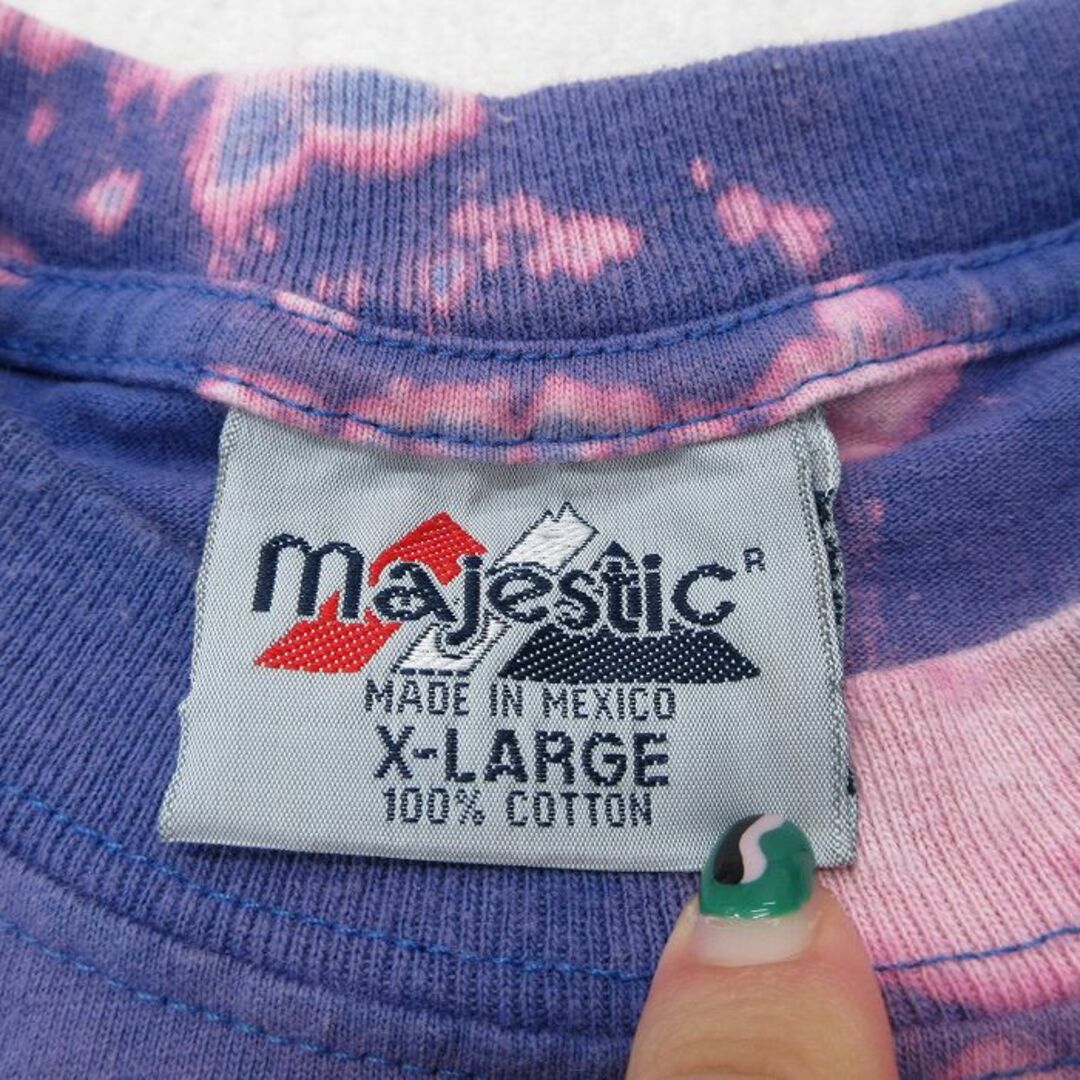 Majestic(マジェスティック)のXL★古着 マジェスティック 半袖 ビンテージ Tシャツ メンズ 90年代 90s NFL ニューイングランドペイトリオッツ 大きいサイズ コットン クルーネック ロング丈 紺他 ネイビー ブリーチ加工 アメフト スーパーボウル 23jun16 中古 メンズのトップス(Tシャツ/カットソー(半袖/袖なし))の商品写真