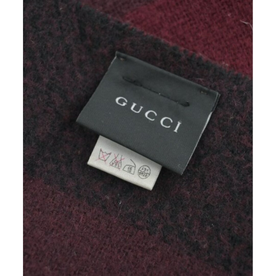 Gucci(グッチ)のGUCCI グッチ マフラー - 赤系x黒 【古着】【中古】 メンズのファッション小物(マフラー)の商品写真