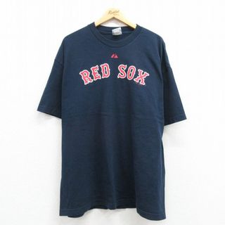 マジェスティック(Majestic)のXL★古着 マジェスティック 半袖 ビンテージ Tシャツ メンズ 00年代 00s MLB ボストンレッドソックス ジャックワーナー 70 大きいサイズ コットン クルーネック 紺 ネイビー メジャーリーグ ベースボール 野球 23jun17 中古(Tシャツ/カットソー(半袖/袖なし))