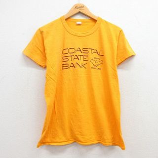 M★古着 半袖 ビンテージ Tシャツ メンズ 80年代 80s COASTAL STATE BANK コットン クルーネック 黄 イエロー 23jun17 中古(Tシャツ/カットソー(半袖/袖なし))