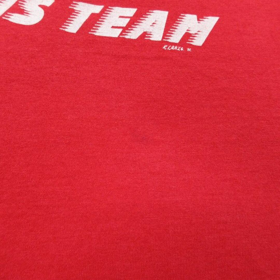 L★古着 半袖 ビンテージ Tシャツ メンズ 80年代 80s シャソンヴィル高校 テニスチーム クルーネック USA製 赤 レッド 23jun17 中古 メンズのトップス(Tシャツ/カットソー(半袖/袖なし))の商品写真