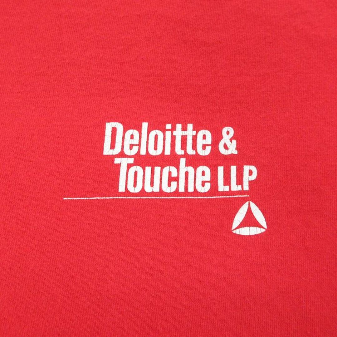 L★古着 半袖 ビンテージ Tシャツ メンズ 90年代 90s Deloitte&Touche LLP コットン クルーネック USA製 赤 レッド 23jun17 中古 メンズのトップス(Tシャツ/カットソー(半袖/袖なし))の商品写真