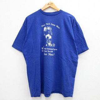 アディダス(adidas)のXL★古着 アディダス adidas 半袖 ビンテージ Tシャツ メンズ 90年代 90s ビッグロゴ サッカー オリンピック コットン 大きいサイズ クルーネック USA製 青 ブルー 【spe】 23jun17 中古(Tシャツ/カットソー(半袖/袖なし))