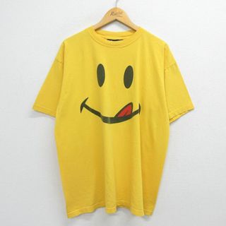 XL★古着 半袖 ビンテージ Tシャツ メンズ 90年代 90s スマイル ジョーボクサー 大きいサイズ コットン クルーネック USA製 黄 イエロー 【spe】 23jun17 中古(Tシャツ/カットソー(半袖/袖なし))