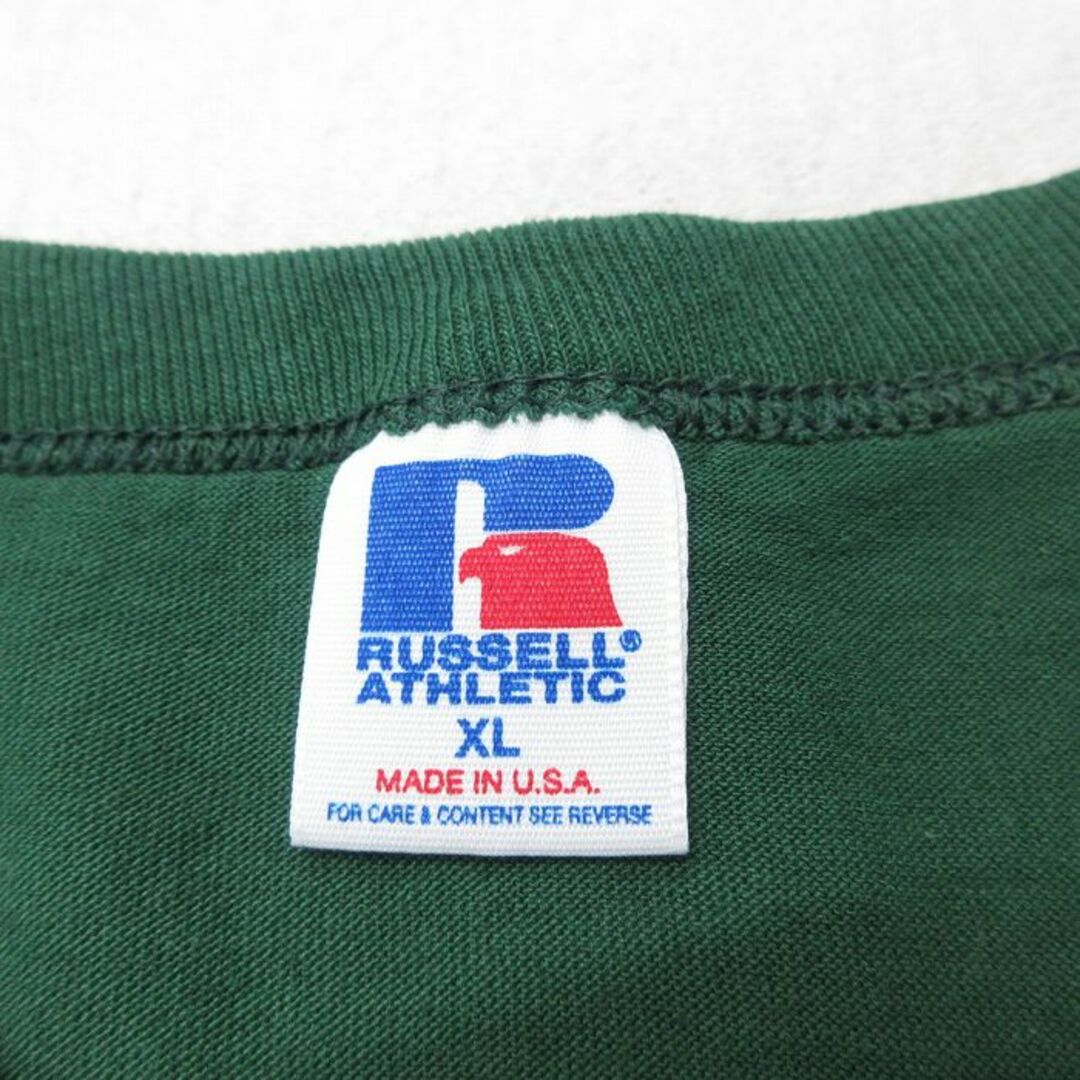 XL★古着 ラッセル 半袖 ビンテージ Tシャツ メンズ 90年代 90s ソフトボール 大きいサイズ クルーネック USA製 緑 グリーン 23jun17 中古 メンズのトップス(Tシャツ/カットソー(半袖/袖なし))の商品写真