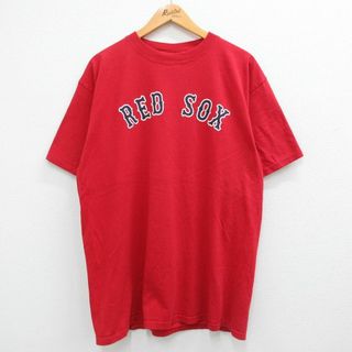 マジェスティック(Majestic)のXL★古着 マジェスティック 半袖 ビンテージ Tシャツ メンズ 00年代 00s MLB ボストンレッドソックス カールヤストンムスキー 8 コットン クルーネック 赤 レッド メジャーリーグ ベースボール 野球 23jun19 中古(Tシャツ/カットソー(半袖/袖なし))